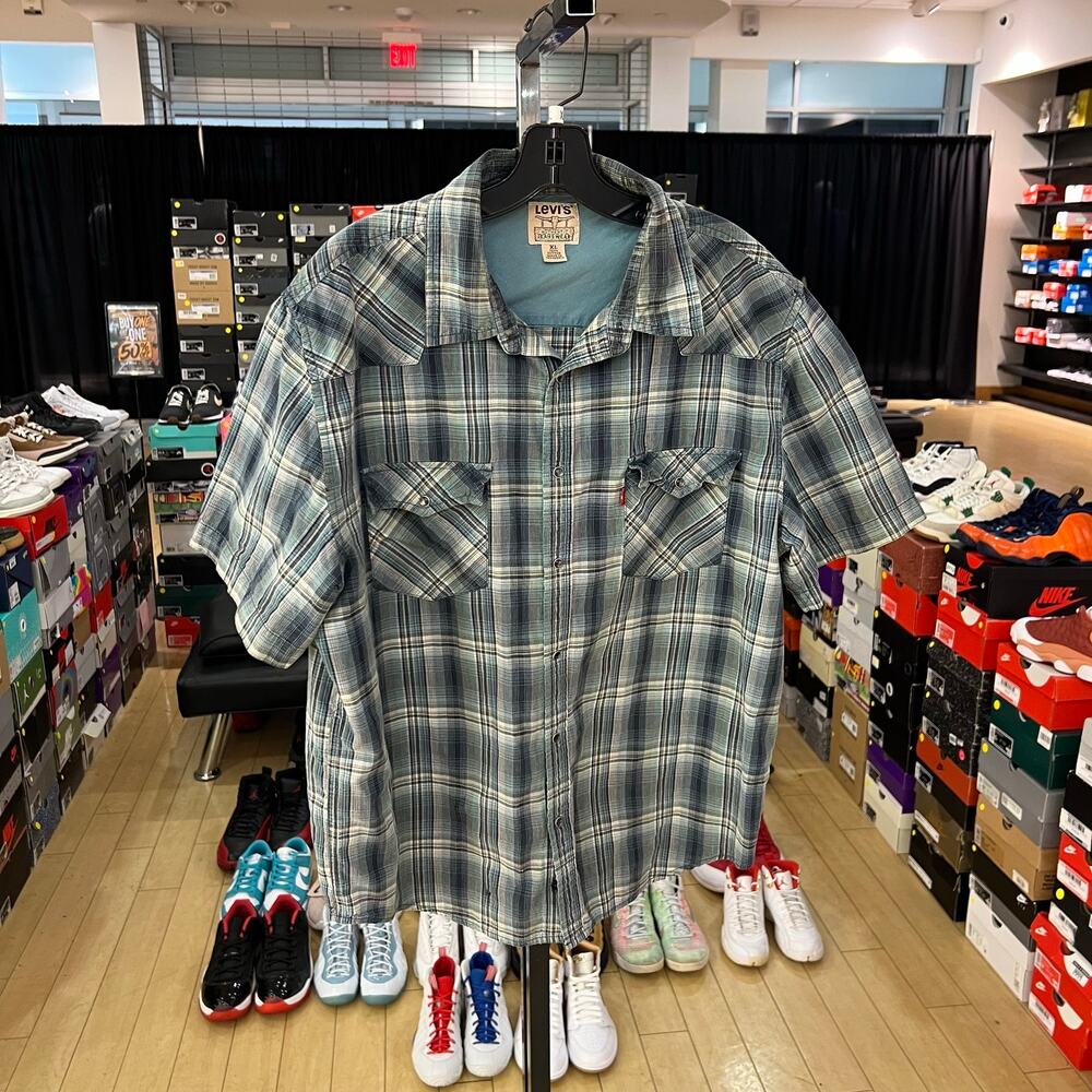 Levi's Blue Plaid Button Up Shirt Sz XL
